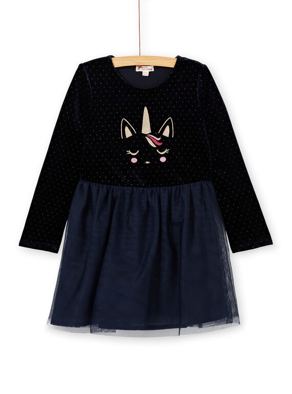 Robe bi-matière, haut en velours bas en tulle pailletée KANOROB3 / 20W901Q1ROB070